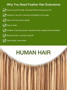 Extensiones de Cabello con Punta de Pluma Invisible, Extensiones de Cabello Humano No-Remy con Línea de Pesca Natural Invisible para Coser y Micro Loop, Adecuadas para Todas las Mujeres y Etnias, Volumen y Brillo de Grado de Salón, Accesorio de Cabello Versátil - Multicolor - Ver 6