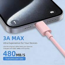 2pcs 6ft USB A To USB-C Charging Cable, Universal Premium Durable Tangle-Free Fast Charging And Data Sync Cable, Compatible With Samsung Galaxy S26 S24 S23 S22 S21 S20, A Series, Note Series, CarPlay, Pro Air, Android Phones, Essential Car Accessory For Summer Travel - Pink - View 3