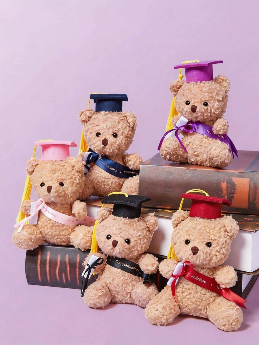 POKOJA LAND Black Plush Stuffed Teddy Bear Doll Mini Graduation Bear With Graduation Cap Doll Class 2025 Graduation Stuffed Bear Loose Graduation Bear Cap And Congratulatory Belt Are Favorite Decorations For Graduation Gift,Graduation,Plushies,Kids Toys - Multicolor - View 1