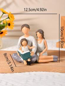 1pc Small Family Theme Resin Figurine Decor Craft, Suitable For Bookshelf, Desk, Living Room And Bedroom, Perfect For Wedding Art Decor, Mother's Day Gift, Birthday Gift, Graduation Gift, Etc. - A Family Of Three - View 14
