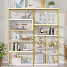 Librerie - Oro+Bianco + MDF+Metallo + Moderno-1 - Visualizzare 12