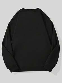 Sudadera Casual de Cuello Redondo con Estampado DADDY Saurus para Hombre - Estilo Vintage Casual de Otoño/Invierno, Unisex, Corte Relajado, Manga Larga - Negro - Ver 2