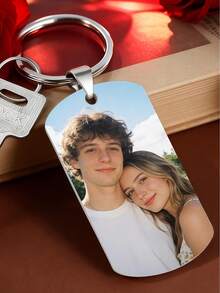 1pc Customized Colorful Military Tag Keychain, Personalized Photo Keychain, Valentine's Day Gift, Customized Keychain With Photo And Text, Suitable For Men And Women, Valentine's Day, Anniversary - Customized Color Photo Dog Tag Keychain - View 4