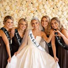 Silver Foil Bachelor/Bachelorette Party Sash Set | Bridesmaid/Bride Wedding Party Sash Set | Black Bridal Team Sashes. Suitable For Bachelor/Bachelorette Parties, Bridal Wedding Party Decorations, Gifts, Baby Shower Supplies. - Multicolor - View 9