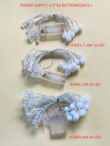 1入 1.5/3/6M 10/20/30LED 室內房間裝飾透明夾式白色球形串燈，臥室照片夾裝飾串燈，幼兒兒童房裝飾串燈，居家裝飾LED仙女燈 - 如圖 - 查看 7