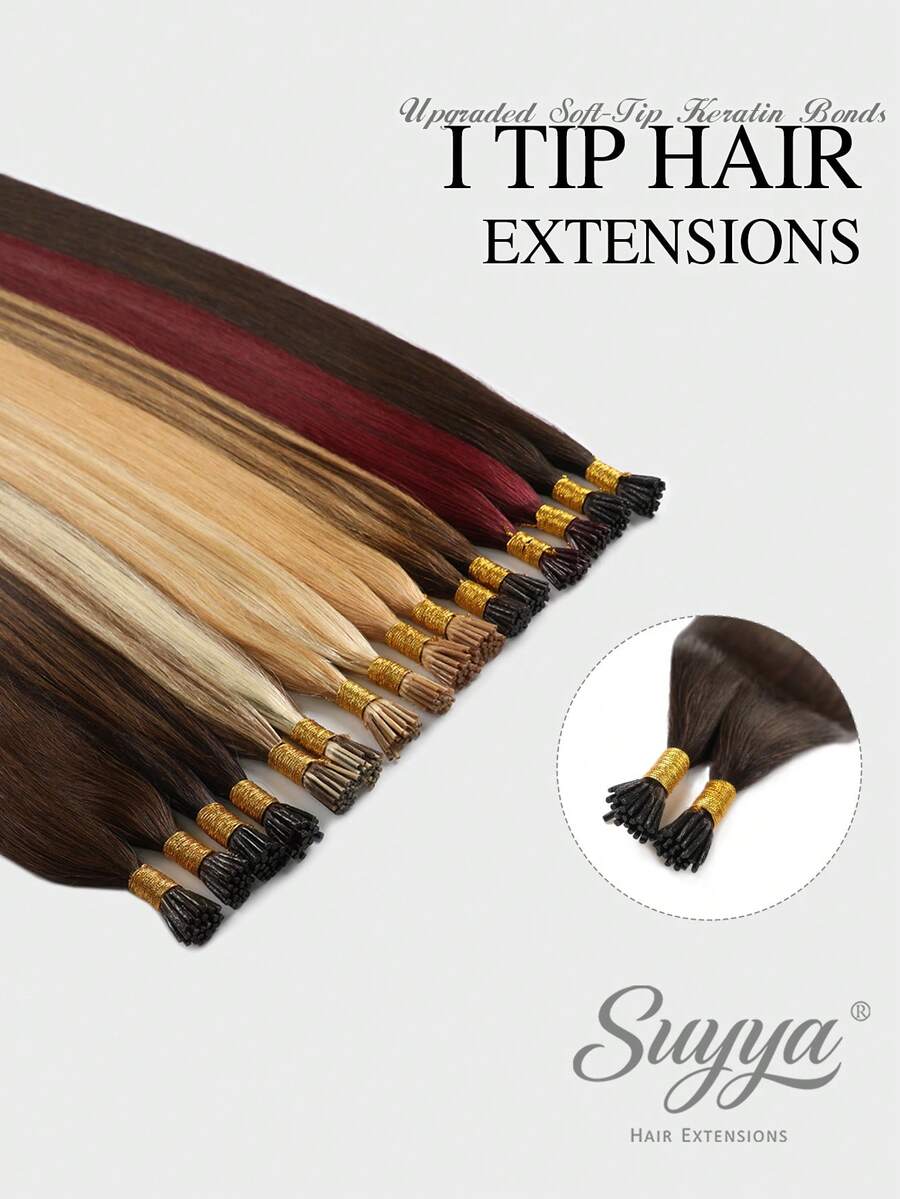 SUYYA Hair 22英寸 50克 I型接发，真人发，易于打理，深棕色，派对专用，I型接发，Remy发。 - S2 - 查看 1