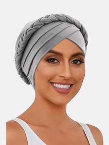 1 pieza Pañuelo de cabeza trenzado hecho a mano para mujer, adecuado para uso diario - Multicolor - Ver 9