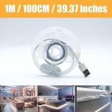 Smart, Easy-To-Install White LED Strip Lights, With Switch, Multi-Functional And Cuttable, USB Powered, Button Controlled, Warm Light/Cold Light, Suitable For Bedroom, Wardrobe Decoration, TV Backlight, Living Room Accessories, Travel, Camping, And Birthday Gifts. - White - View 11