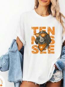 Summer TopsRocky Tennessee Football T-Shirt, University Of Tennessee Volunteers Shirt, Tennessee Game Day Shirt, Tennessee Vols Shirt (2)Loose And Comfortablesummer Clothes Summer Outfits For Women - 白色 - 查看 8