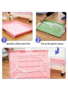 50pcs Pet Cage Pads, Disposable Plastic Tray Liners For Rabbit Cage, Bird Cage, Cat Litter Bags, Dog Potty Pads, Cleaning Mat Covers, Pet Supplies - White - View 6