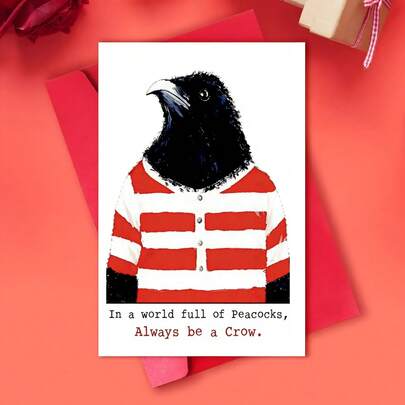 1 Thiệp Sinh Nhật Chủ Đề Chim Quạ Độc Đáo & Vui Nhộn - "Luôn Là Một Chim Quạ" Thiệp Chúc Mừng Ngộ Ngạo Dành Cho Gia Đình, Chị Gái, Anh Trai, Bạn Thân - Bên trong để trống để viết lời nhắn cá nhân, Hoàn Hảo Cho Sinh Nhật, Kỷ Niệm, Ngày Tình Bạn, Chúc Mừng, Chúc May Mắn, Thiệp Kỷ Niệm | Thiết Kế Vui Nhộn | Thiệp Giấy Chất Lượng Cao