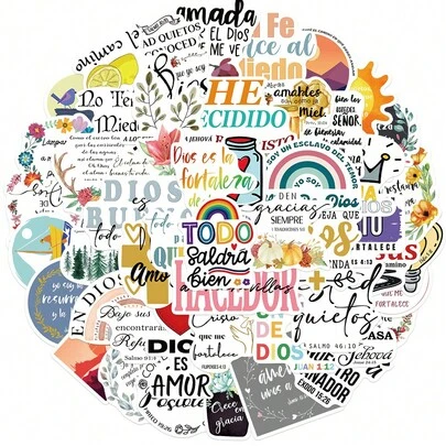 50pcs Spanish Style Bible Words Graffiti Sticker Suitcase Guitar Notebook DIY Sticker Stickers Scrapbook Supplies Scrapbooking