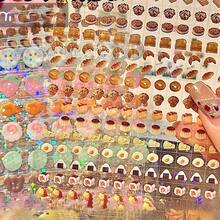 4张激光迷你贴纸 - 透明星星和三叶草系列，番茄和草莓款式，经济实惠的计划本贴纸材料 - 彩色 - 查看 5