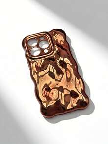 Funda de burbujas simple compatible con el estuche del teléfono móvil Apple 16pro Max, estuche nuevo de Apple 17 14/13 con acabado de electrochapado de alta gama - Naranja - Ver 5