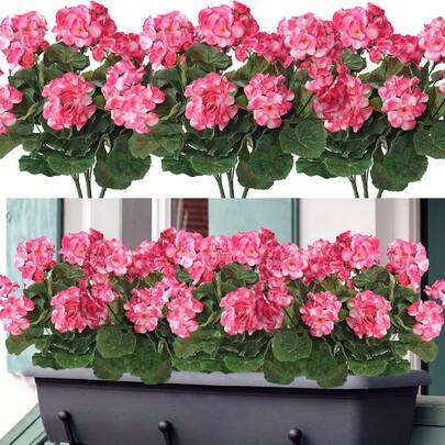 1pc Artificial Flower Artificial Geranium Silk Flower Fake Plant Home Outdoor Garden Ruby,Porch Home Garden Indoor Outdoor Decorations Cemetery Wreath Wedding Garden Decorations