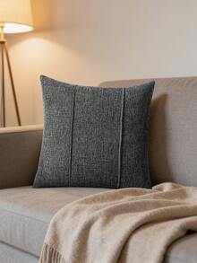 1/2 Piezas Funda de almohada estilo rústico de unicolor y diseño simple para cuadrada para decoración del hogar en sala de estar, dormitorio, sofá o cojín de coche (sin relleno de almohada) - Gris Oscuro - Ver 5