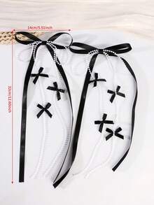 2 chiếc kẹp tóc nơ ruy băng ngọc trai kiểu ballet ngọt ngào và cá tính, kẹp tóc hình bướm, phụ kiện tóc buộc nửa đầu nữ tính. - Nhiều màu - Xem 6