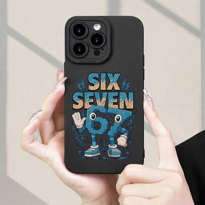 Cartoon "67" Design With Limbs, Eyes, Gloves And Shoes, Paired With "Six Seven" Text Title, Compatible With Iphone 17, 16, 15, 14, 13, 12, 11, Plus, Pro Max Phone Cases, Comfortable Grip, Minimalist, For Men And Women, Fashionable Appearance, (Anniversary, Valentine's Day, New Moon, Best Gift For Yourself)