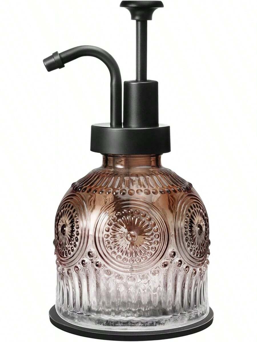 Vintage Soap Dispenser, Kitchen Dish Soap Dispensers With Pump, Glass Hand Soap Dispenser Bathroom,, Lotion, Refillable, Rustic Farmhouse Decor- - Brown Gradient-black Pump-1 Pack - View 1