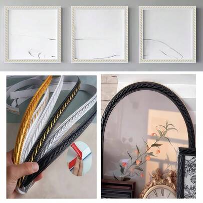 1 thanh nẹp trang trí PVC giả thạch cao cao cấp dài 1m/39.37in - Chống thấm nước, tự dính, dùng cho khung cửa, cửa sổ và tường TV.