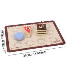 Esteras de silicona para hornear, 4 tamaños, hoja de revestimiento para horno antiadherente antideslizante reutilizable, estera de pastelería, para pizza, macarrón, galleta y pastel VCBQ - 30 x 21 cm - Ver 2