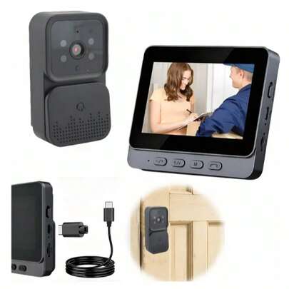 Timbre Inalámbrico Cámara Inteligente Con 4.3 Pantalla Negro