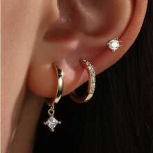 Bộ 3 khuyên tai vòng nhỏ ôm sát tai dành cho nữ, không gây dị ứng, mạ vàng 14K, có thể đeo chồng lên nhau cho nhiều lỗ xỏ khuyên, trang sức khuyên sụn tai nhỏ nhắn, nhẹ nhàng, xinh xắn, là món quà trang sức lý tưởng. - bông tai - Xem 5