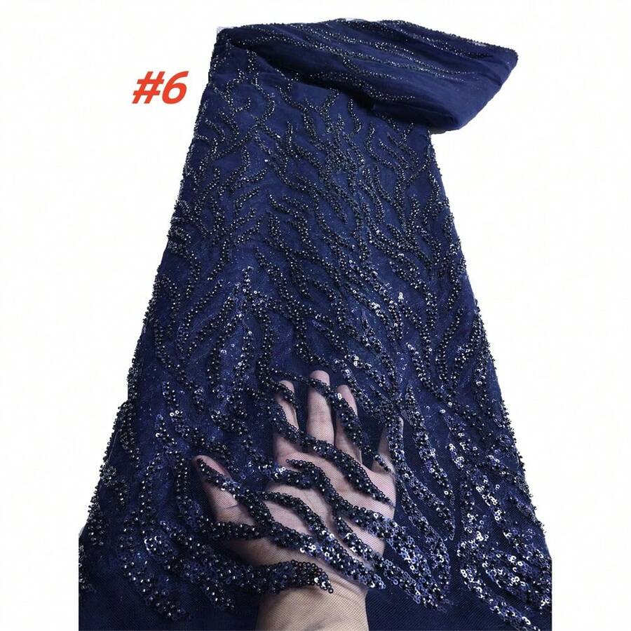 Luxury African Groom Beaded Lace Fabric, 2026 High-Quality Nigerian Sequin Lace Fabric For Sewing Party Dress Materials