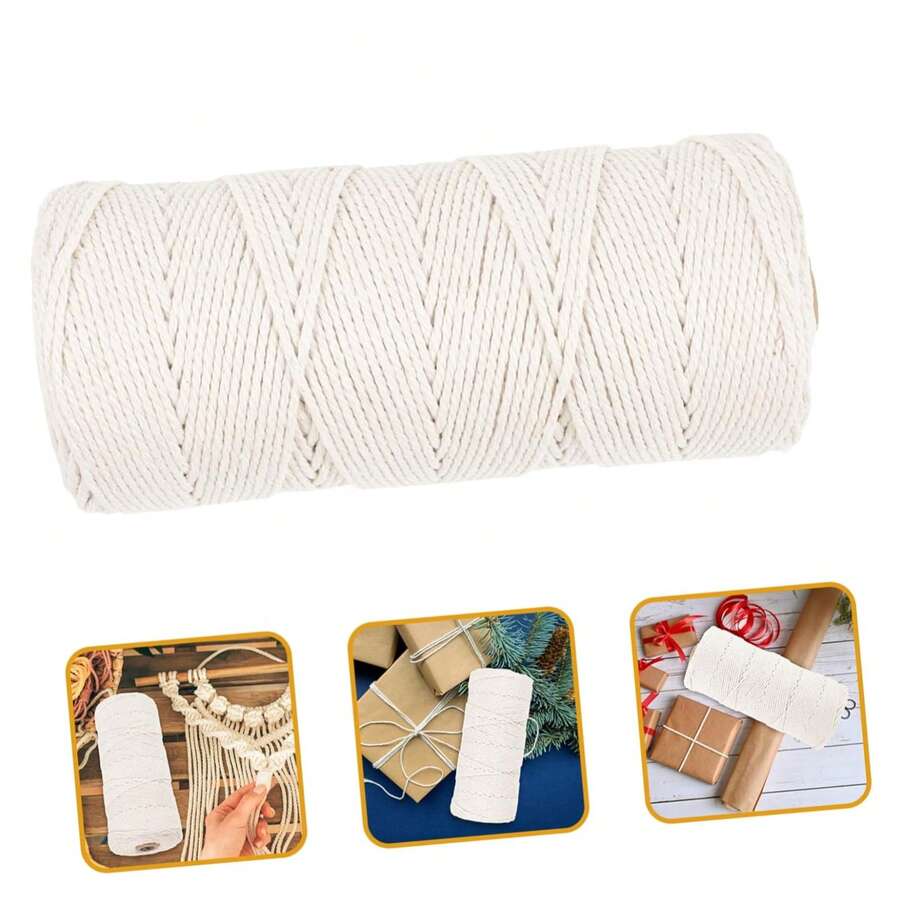 EDCUEBE7 2mm*100m Lace Rope, Thick Natural Woven Rope, 4-Strand Braided Rope, Suitable For Wall Decor, Clothes Rack, DIY, Home Decor, Gift Packaging - 2mm100 Meters - View 1