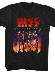 Kiss Destroyer Black Adult Classic T-Shirt - 紅色 - 查看 1
