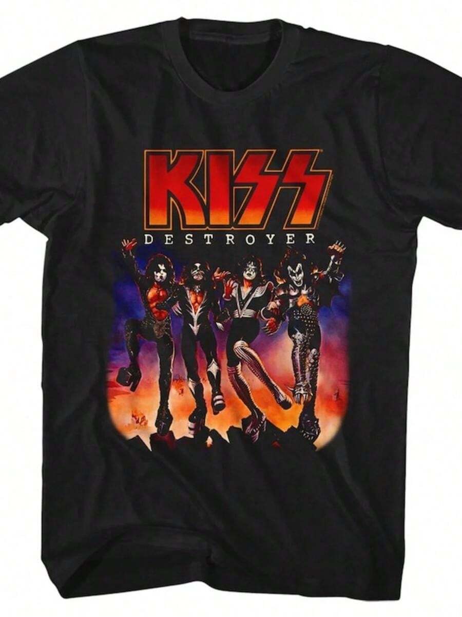 Kiss Destroyer Black Adult Classic T-Shirt - 紅色 - 查看 1