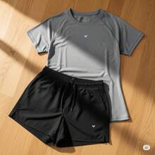 Women's 3-Piece Gym Kit: 2 Dry Fit T-Shirts + Comfortable Tactel Shorts - Women's 3-Piece Fitness Set With 2 Dry Fit Tops + Lightweight Shorts - 套件 I - 查看 2