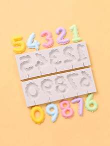 1SET Gray Silicone Number Molds (0-9) 3D Embossed Fondant Candy Chocolate Mold, Birthday Cake Decoration Baking Handmade Craft, For Cake Decoration - View 5