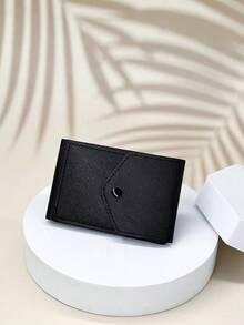 HOVI'S [0.6cm Ultra-Thin Card Holder For Men] Embossed PU Leather With Card Slots And Cash Pocket | Holds 6 Cards + Cash | RFID Blocking Compact Front Pocket Wallet (11.3x7.3cm) - Black - View 3