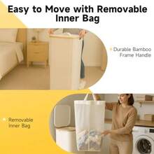 Pack Laundry Basket100L Foldable Ldry Basket Wit Lid Dirty Clotes Amper  Dormitories And Gyms Ldry Amper Wit Re Bag Ige - Màu be - Xem 3