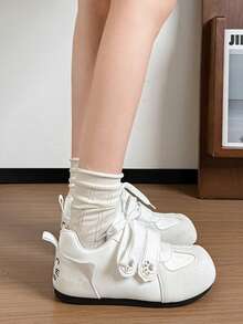 Giày thể thao da trắng tối giản phong cách mùa xuân 2026, kiểu dáng casual, đa năng, dễ dàng phối cùng váy. - trắng - Xem 3