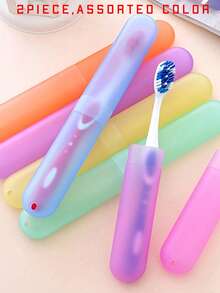 Set de 5 piezas de estuches para cepillo de dientes de colores aleatorios, estilo portátil de viaje, con tapa protectora de fieltro mate de color caramelo para la cabeza del cepillo de dientes, caja de almacenamiento a prueba de polvo para herramientas dentales - Multicolor - Ver 11