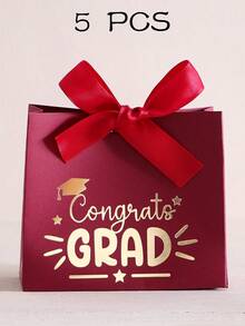 2026 Graduation Gift Box Set, Red White Black 3 Colors "Congrats Grad" Celebration Edition, Graduation Party Candy Gift Box, Elegant Party Supplies - View 15