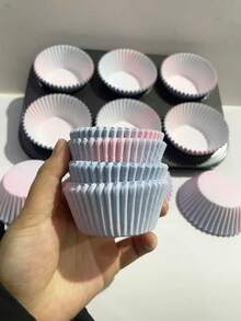 100个/200个/300个渐变色纸杯，不粘烘焙纸杯，适用于情人节、生日、婚礼和节日派对，烘焙工具 - 查看 7