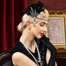 1 pieza Clip para el cabello con plumas estilo años 20 Flapper, para festival de música, fiesta del té, boda, Día de la Madre, accesorio nupcial - Ver 5