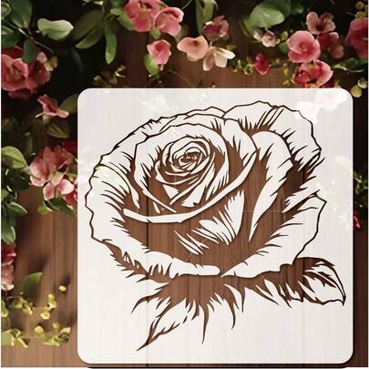 Hoa hồng tái sử dụng, thích hợp cho nghệ thuật trang trí tường DIY, sổ lưu niệm và ép hoa khô - Chất liệu nhựa PET bền, dễ sử dụng, khuôn mẫu 11,8 inch x 11,8 inch.