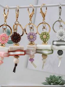 1 件雏菊、笑脸、苹果、杯子硅胶书珠钥匙扣背包挂饰、教师节和返校礼物汽车配件可爱哥特 Y2k - 彩色 - 查看 3