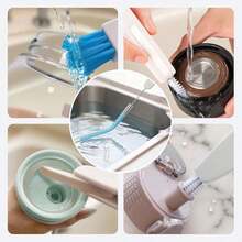 2-In-1 Water Bottle Brush, 14.5-Inch Long-Handled Cleaning Brush, Kitchen Scrubber, Lid Cleaner, Suitable For Water Bottles, Cups, Glasses, Baby Bottles, Blue - Cọ-3-xanh - Xem 5