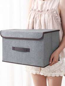 2pcs Grey Fabric Foldable Storage Boxes - Dustproof, Suitable For Storing Clothes, Underwear, Socks And Other Items, With Dust-Proof And Moisture-Proof Function. Portable Foldable Clothes Storage Bins, Flip-Top Fabric Storage Cubes - Grey - View 5