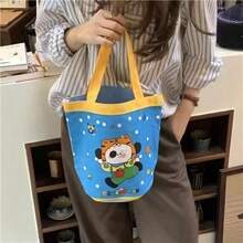 1pc Cute Cartoon Color-Blocking Handbag, Adorable Large Capacity Commuter Tote Bag, Soft And Healing Style! Foldable Portable Shopping Bag, Versatile Cute And Durable Tote Bag - Multiple Styles - View 9