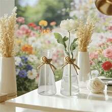 2/5/10/12个装塑料条纹花瓶，透明花瓶，适用于母亲节、父亲节、情人节、派对、各种花束装饰，也可用于桌面摆设、婚礼、家庭晚宴等场合。 - 無色 - 查看 4