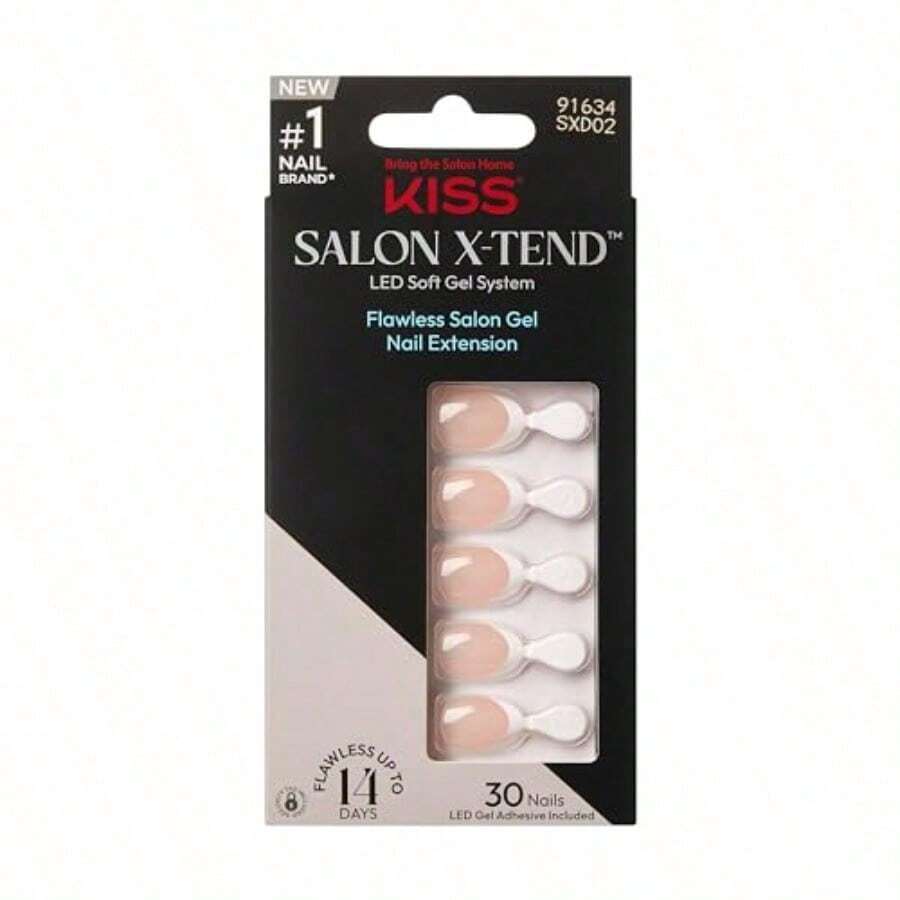Tend Clavos A Presión Pegamento para Uñas Incluido 'Tonterías' Blanco Claro Tamaño Corto Forma de Almendra Incluye 30 Uñas Adhesivo de Gel Suave Led de 5Ml 1 Barra de Manicura 1 - Blanco Claro - Ver 1