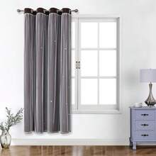 1 buah Tirai Motif Bintang, Cocok untuk Ruang Tamu & Kamar Tidur, Tirai Anti Cahaya, Dekorasi Liburan, Tirai Gaya Putri yang Lucu & Unik - Coffee Brown - View 11