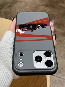 F1 Racetrack Print Phone Case, 2-In-1 Shockproof Protective Cover, TPU + PC Dual-Layer Protection, Racing Fans Design, TPU Soft Frame + Hard PC Backplate, Raised Lens Protection, Anti-Slip Texture, Fingerprint-Resistant, Suitable For Commuting, Racing Events, Fashionable Outfits, Ideal Gift For Birthday, Graduation, Holidays, Compatible With IPhone And Galaxy - Black - View 2