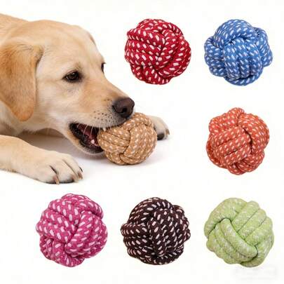 1 Pc Dog Chew Rope Knots & Ball Toy – Teething & Dental Care For Golden Retriever, Poodle, Pomeranian & Medium/Small Dogs – Durable Bite-Resistant Training & Playtime Toy